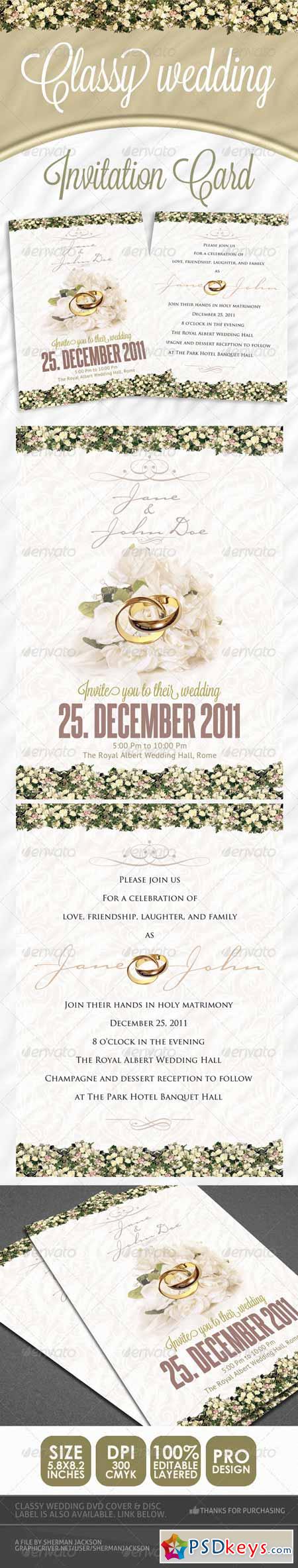 Classy Wedding Invitations 1130154 » Free Download Photoshop Vector Stock image Via Torrent