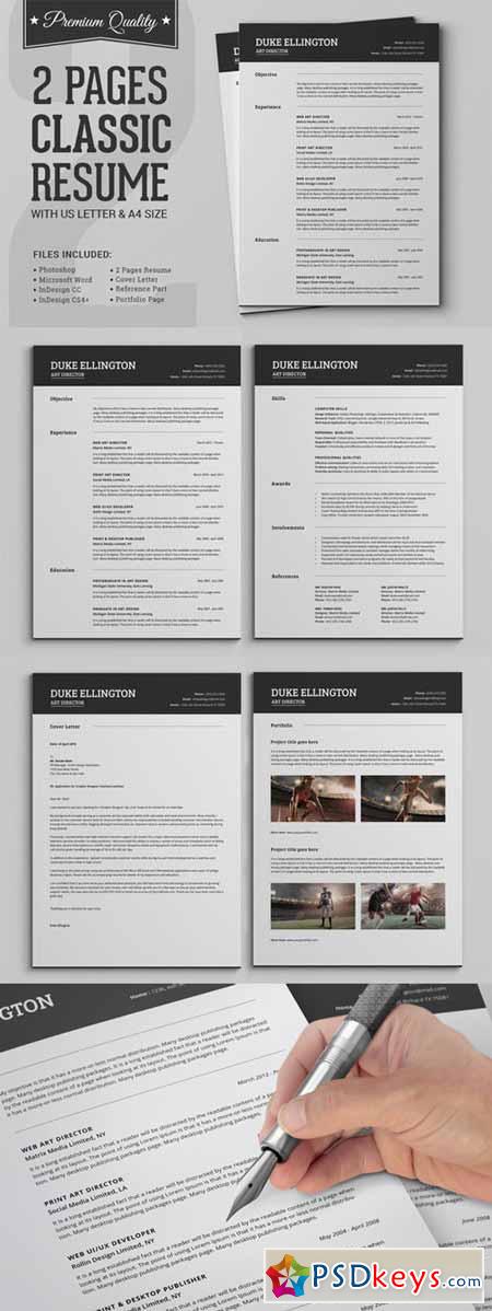 two pages classic resume cv template 282144  u00bb free