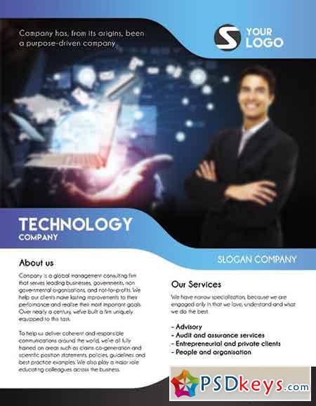 Technology Flyer PSD Template + Facebook Cover » Free Download