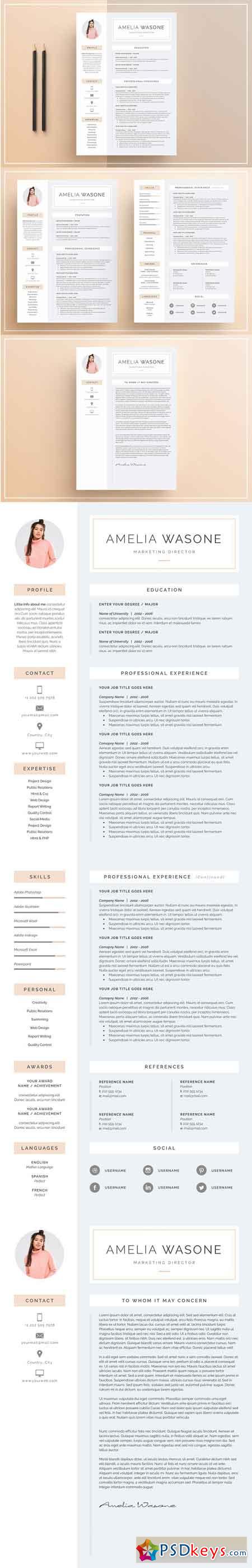 word resume  u0026 cover letter template 1173571  u00bb free download photoshop vector stock image via