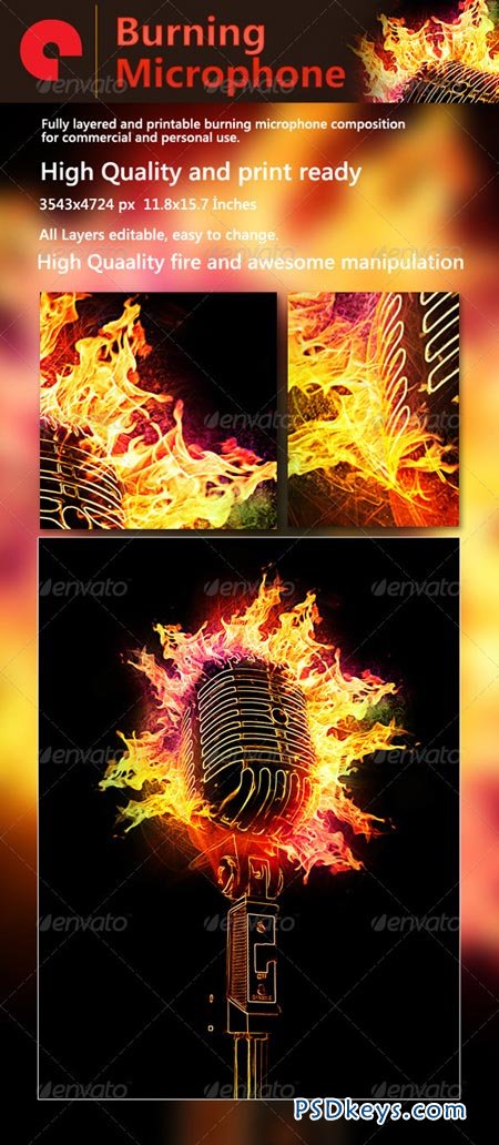 Burning Microphone GraphicRiver