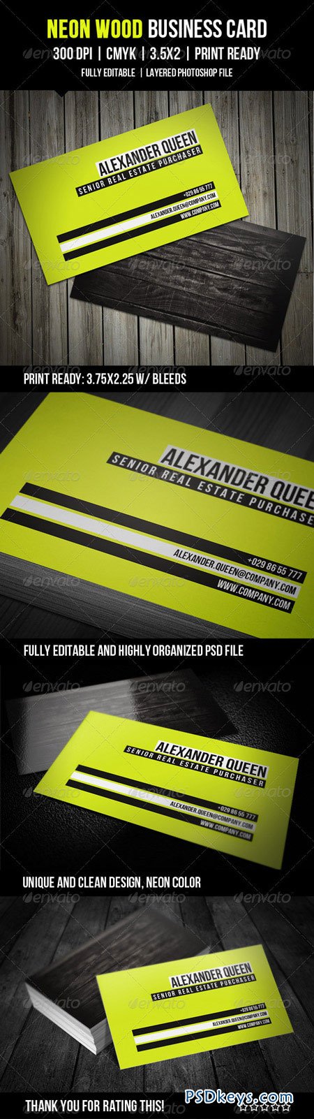 Neon Wood Business Card 2770633