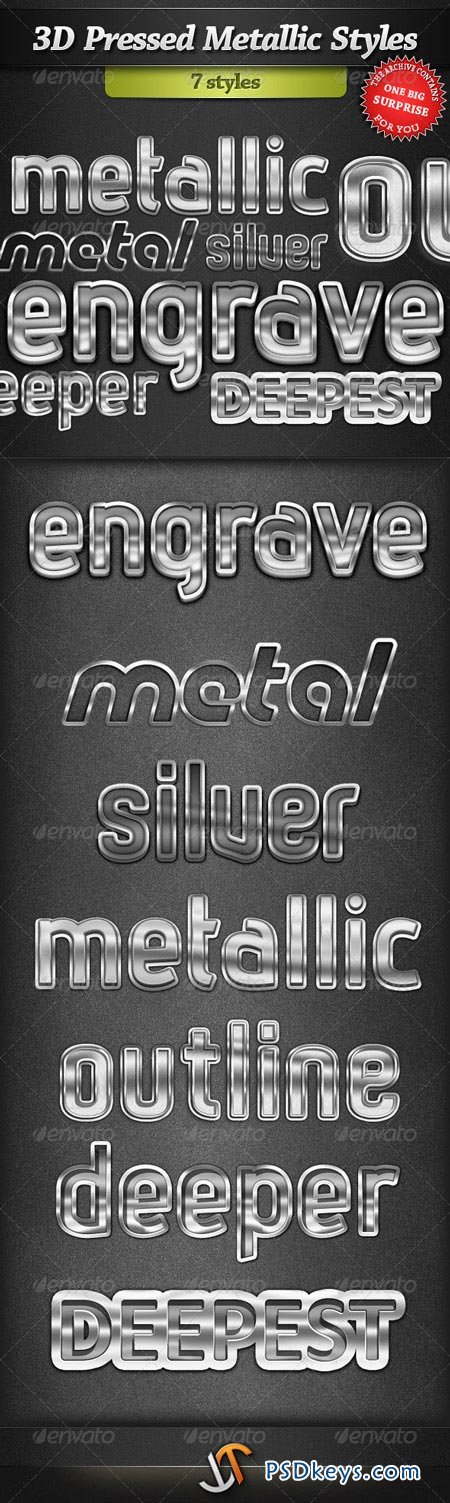 3D Pressed Metallic Text Styles 242578