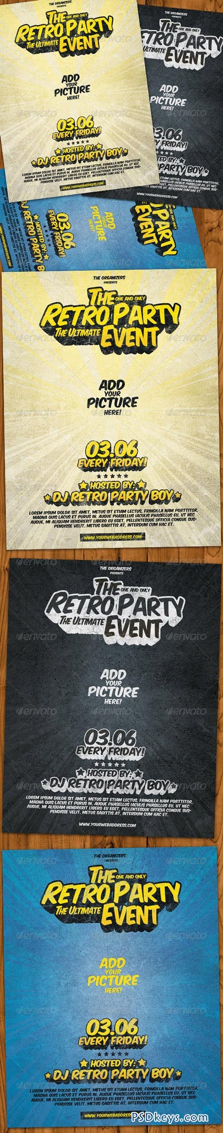 Retro Party Flyer 3 in 1 1128431