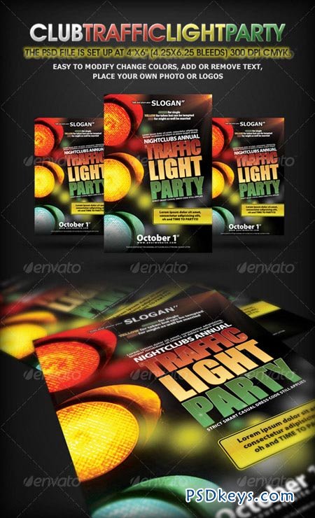 Traffic Light Party Nightclub Flyer 128817