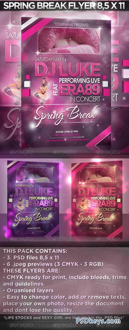Dj disco event nightclub spring break flyer 505407