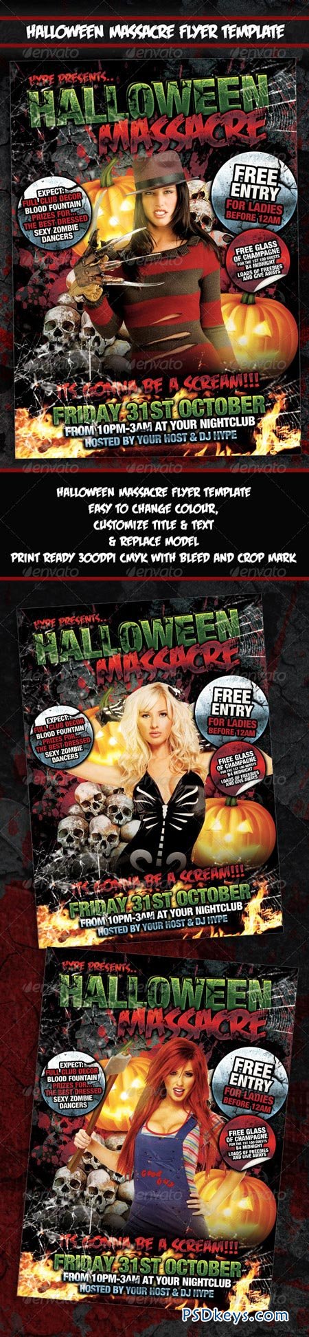 Halloween Massacre Flyer Poster Template 3203655