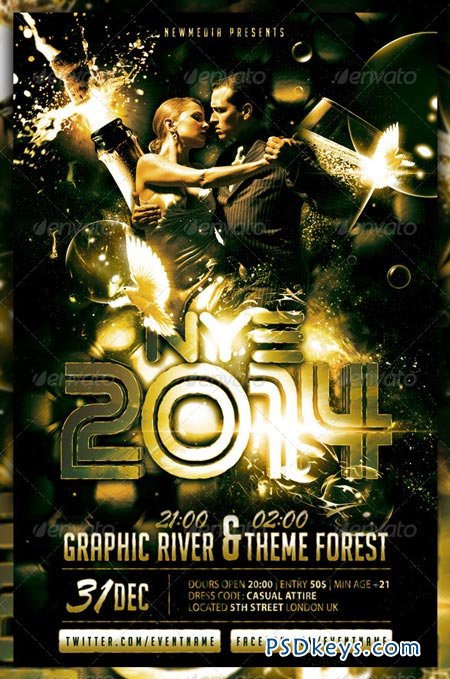 Champagne New Year Eve Party Flyer Poster 6254852