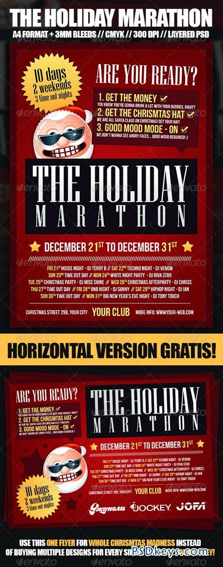 Christmas Holiday Marathon Flyer Template 3480967