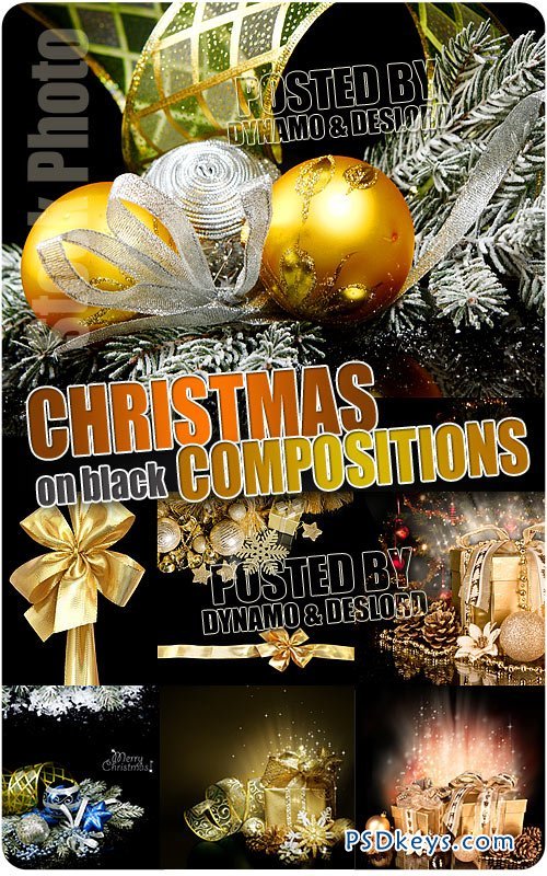 Christmas Compositions on black - UHQ Stock Photo