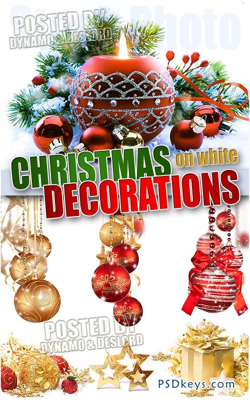 Christmas decorations on white - UHQ Stock Photo