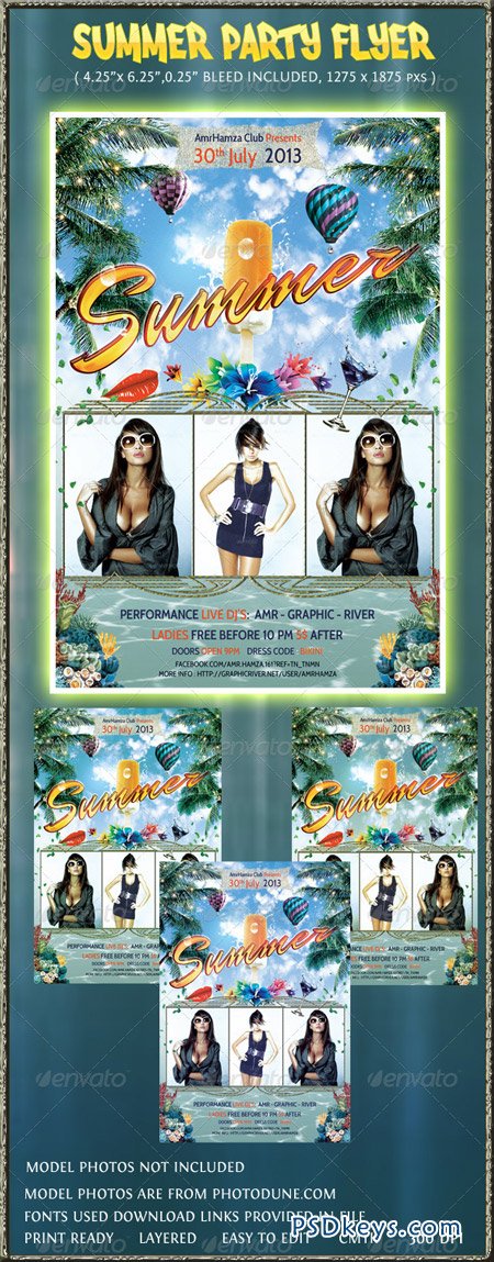 Summer house club party flyer 3464061