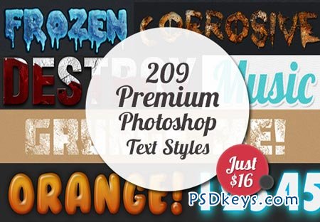 209 Premium Photoshop Text Styles