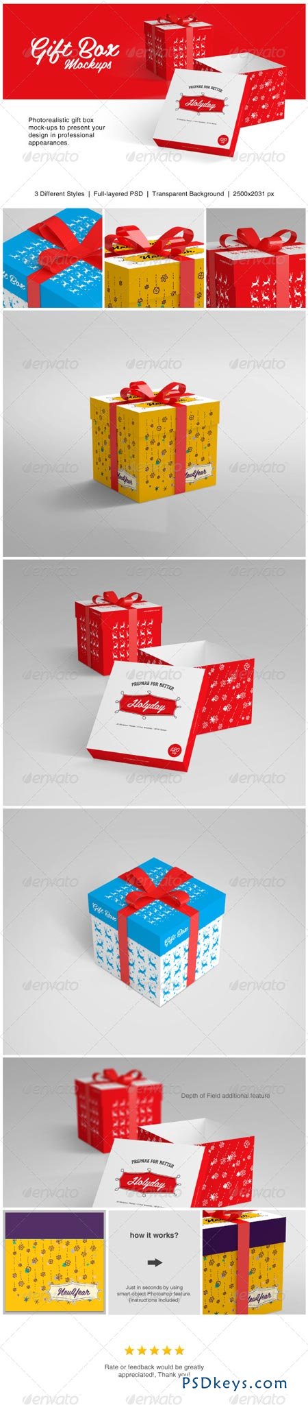 Realistic Gift Box Mockup 6419392