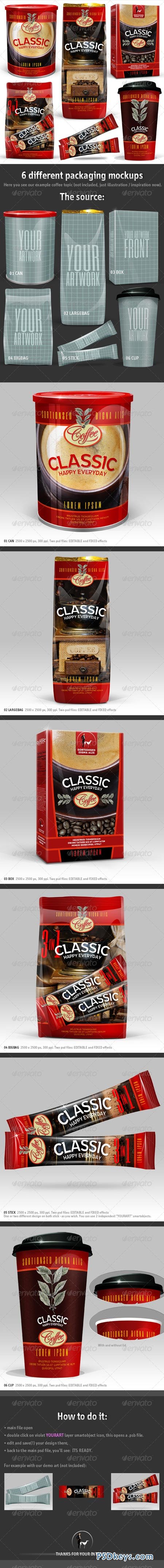 6 Coffee Packaging Mockups 6395992