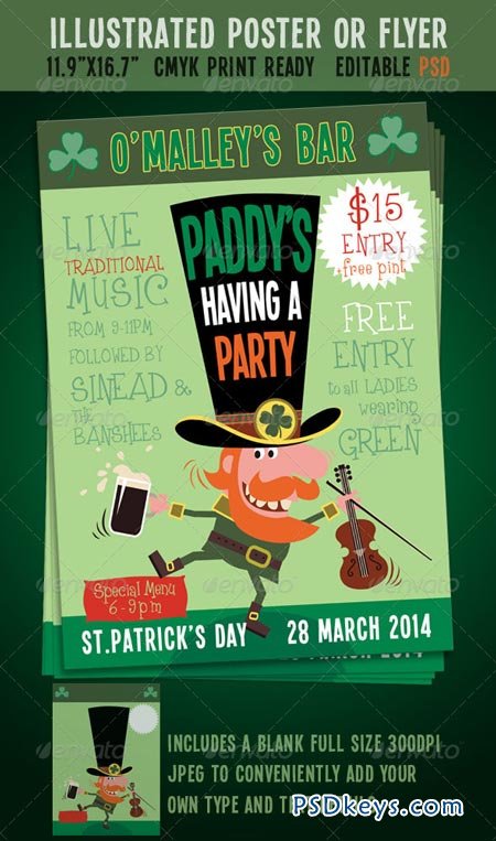 St. Patrick's Day Party Event Poster Flyer 6559120