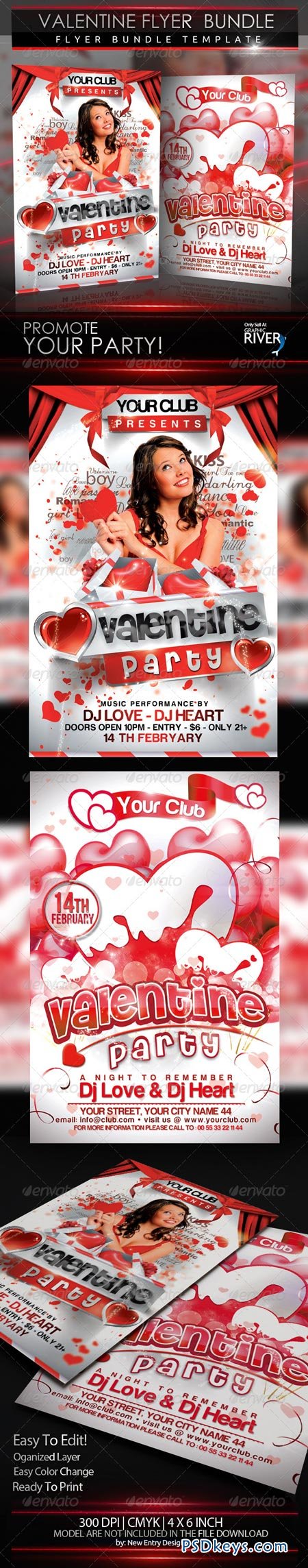Valentine Party Flyer Bundle 6546629
