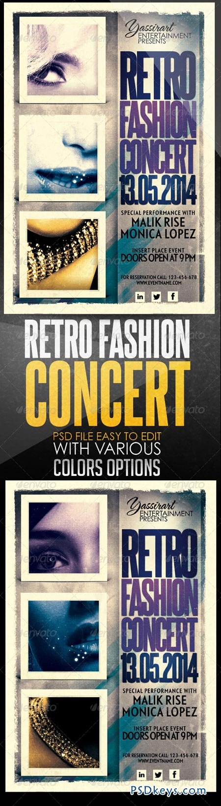Retro Fashion Concert Flyer Template 6555645
