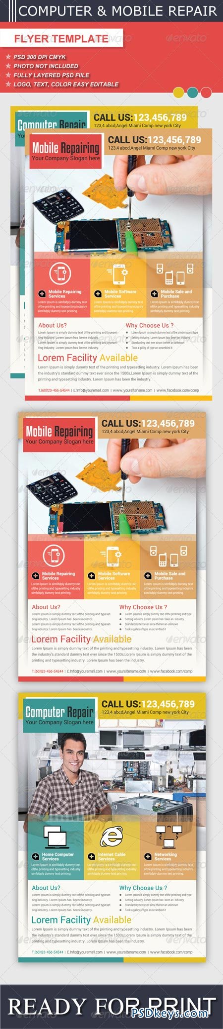 Computer & Mobile Repair Flyer Template 6217430