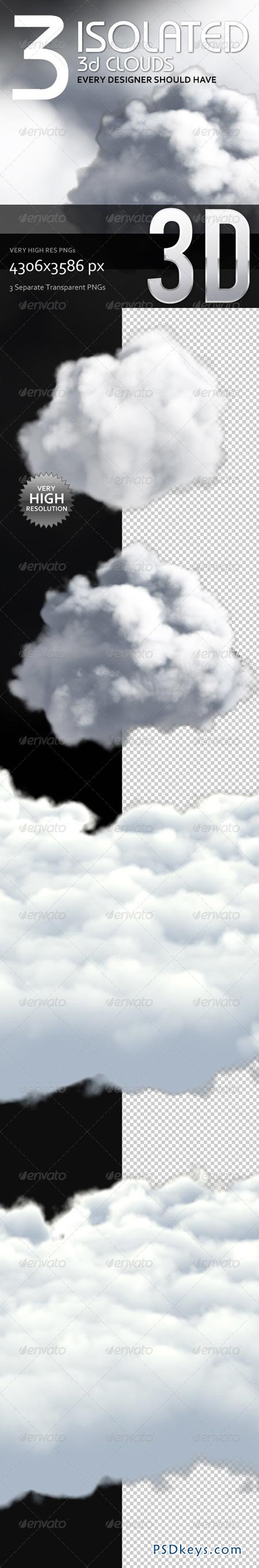 3 Isolated 3D Clouds 6452143
