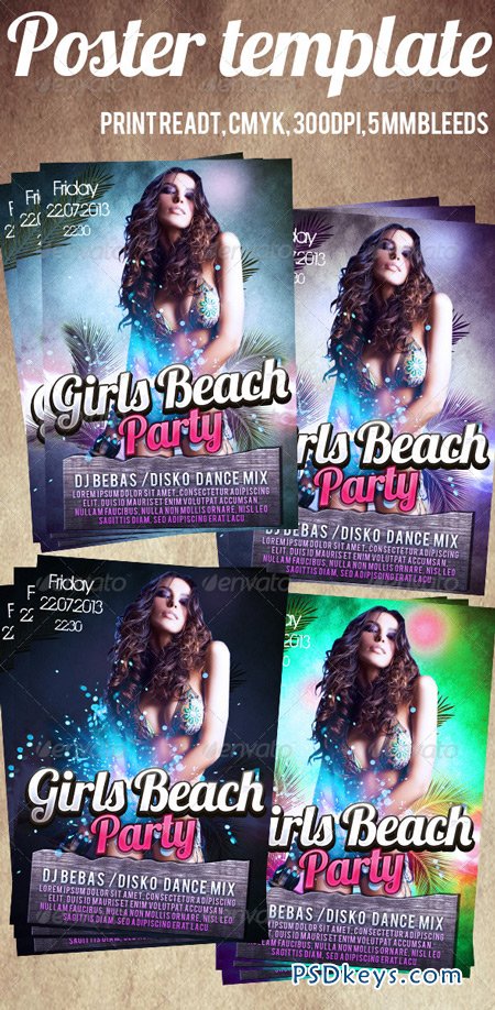 Girls Beach Party Flyer 4271349
