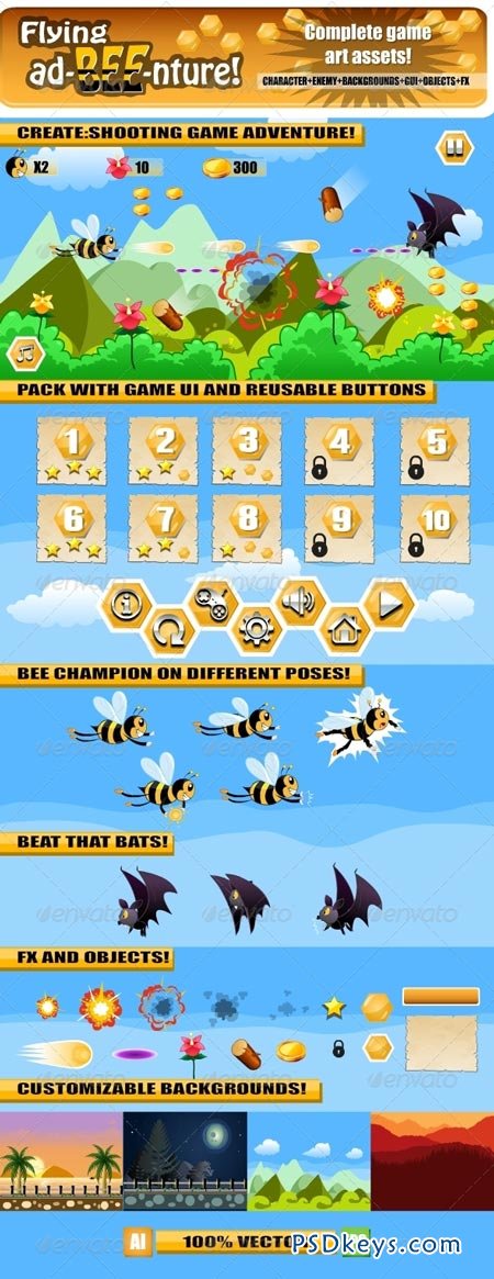 Bee Adventure Game Assets 6399344