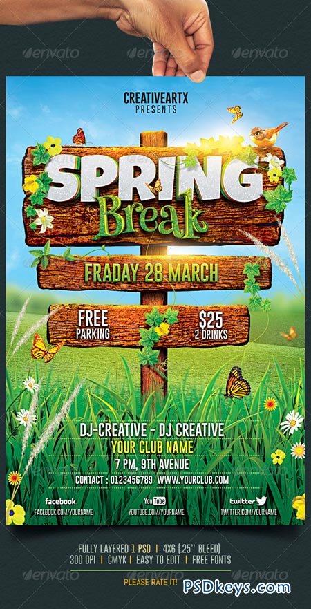 Spring Break Summer Party Flyer 7023428