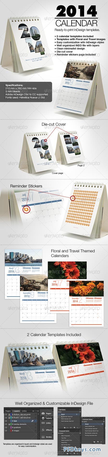 Minimalist 2014 Calendar InDesign Templates 6315765