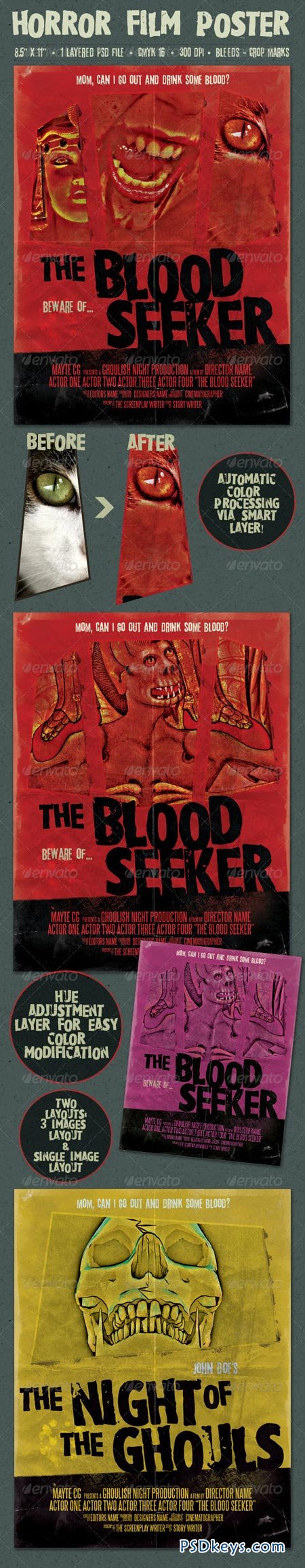 The Blood Seeker Vintage Style Horror Film Poster 6927269