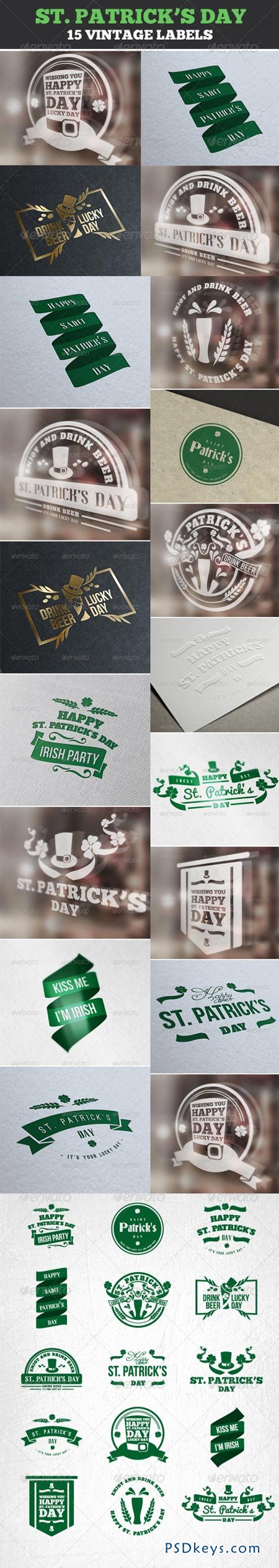 Saint Patrick's Day Vintage Labels & Badges Logos 6927252