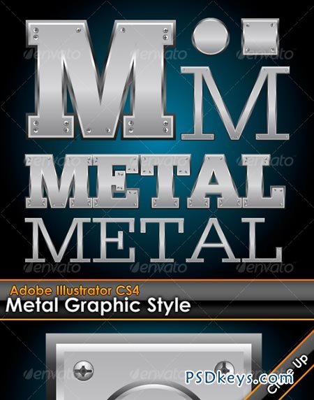 Metal Plate Illustrator Graphic Style with Bolts 102410