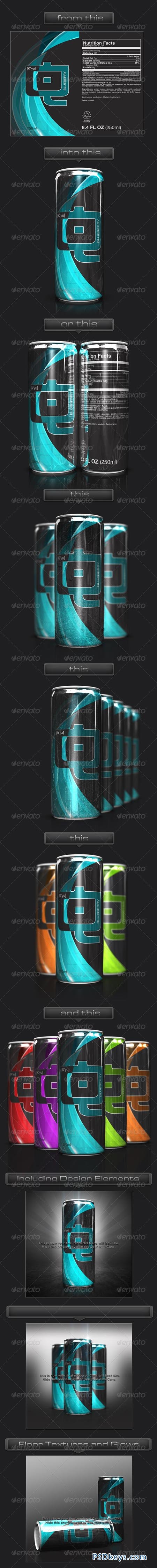 3D Energy Drink Soda Can Mockup 3526465