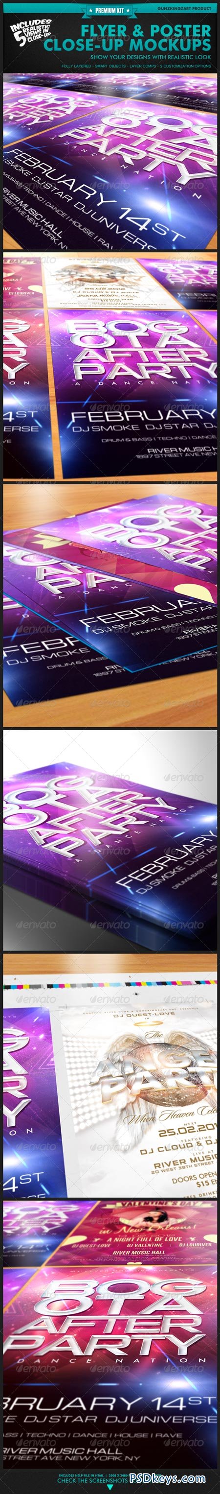 Flyer & Poster Close-Up Mockups - Premium Kit 1495825