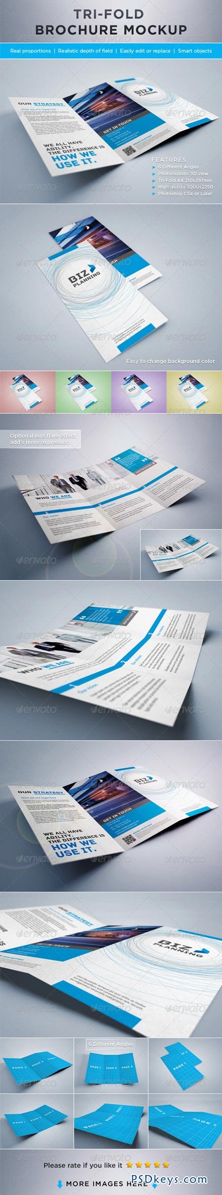Photorealistic Tri-Fold Brochure Mock-ups 2206979