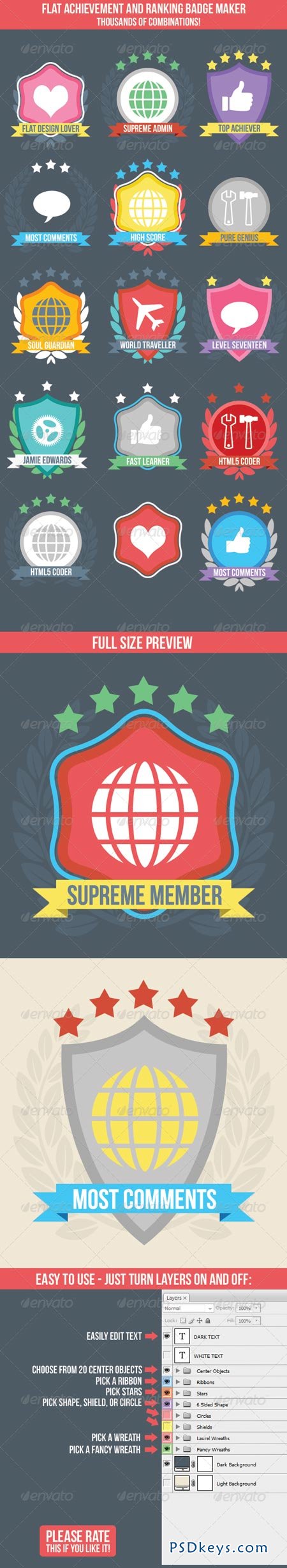 Flat Badge Maker for Ranking or Achievement 6961033