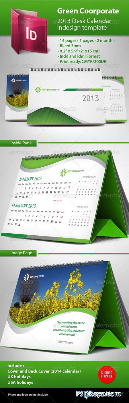 Calendar 2013 Green Template 3290127