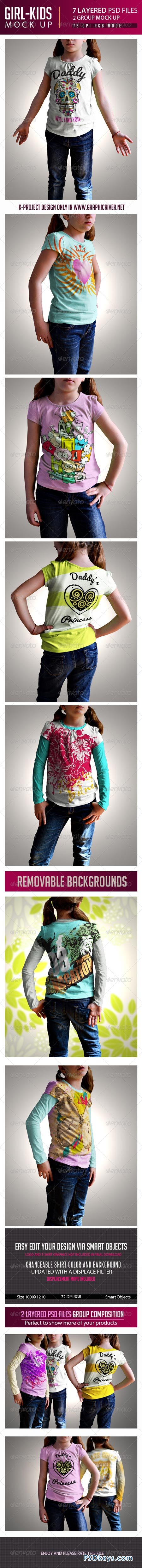 Girl Kids T-Shirt Mock Up 7204419