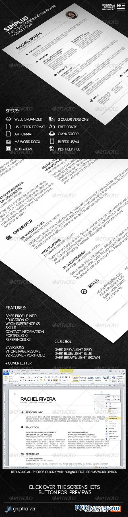 SIMPLUS - 1 or 2 Piece Simple and Clean Resume 7238629