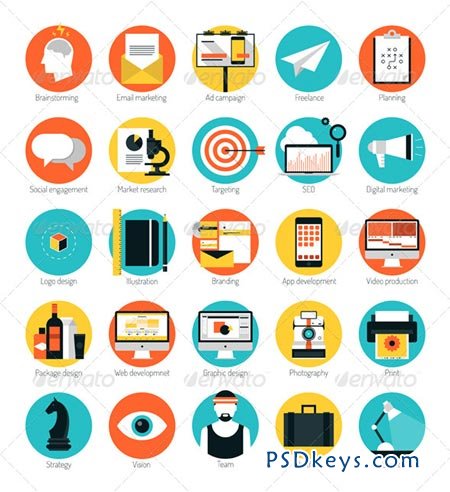 Marketing and Design Services Flat Icons Set 7155625