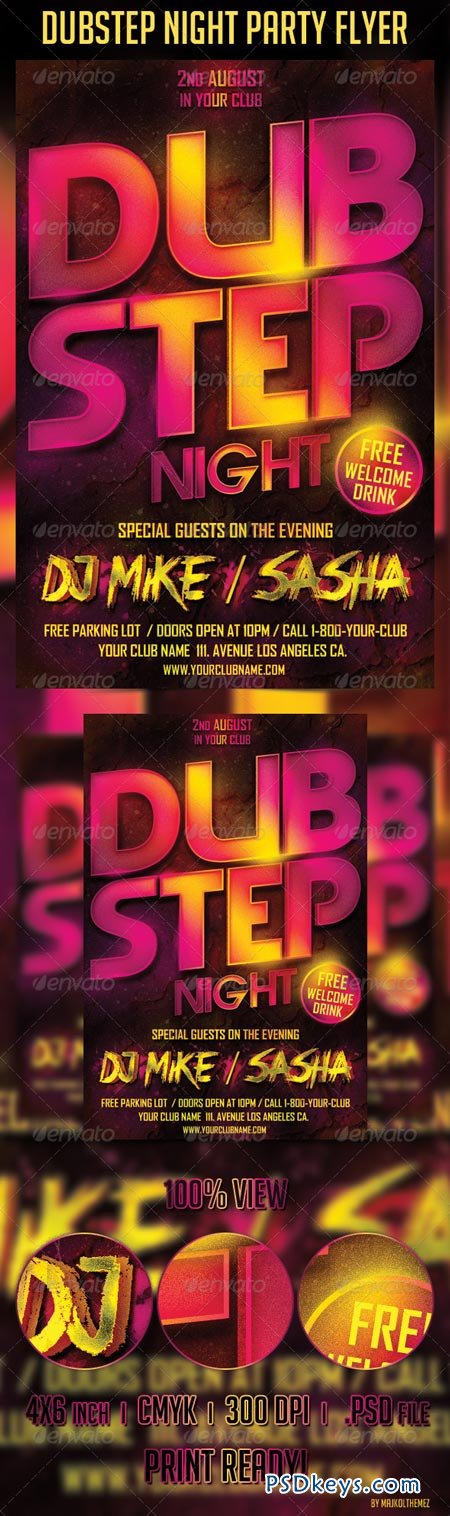 Dubstep Night Party Flyer Template 5213970