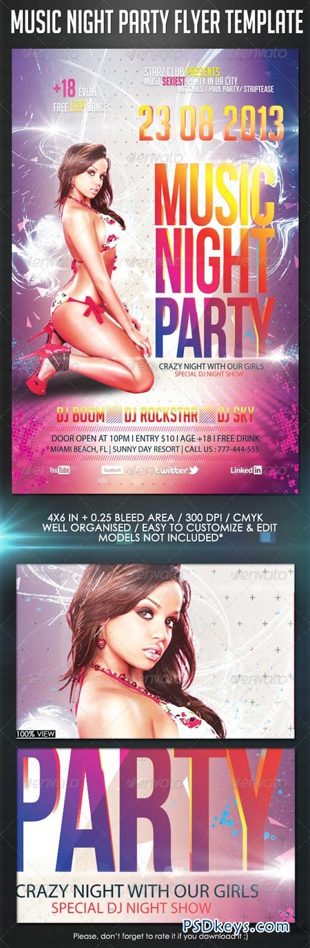 Music Night Party Flyer Template 5360447
