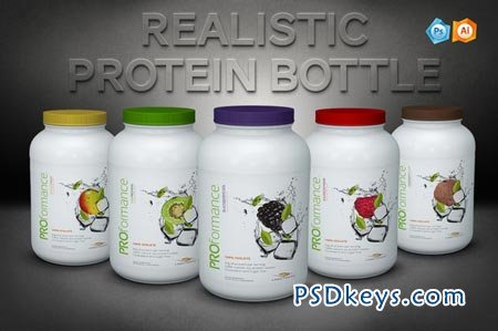 Realistic Protein Bottle Mockup 33987