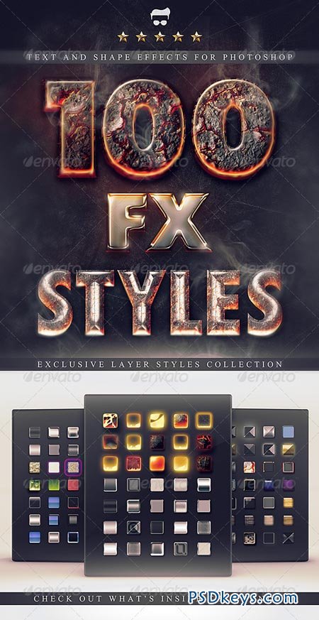 100 Layer Styles Bundle - Text Effects Set 3116716