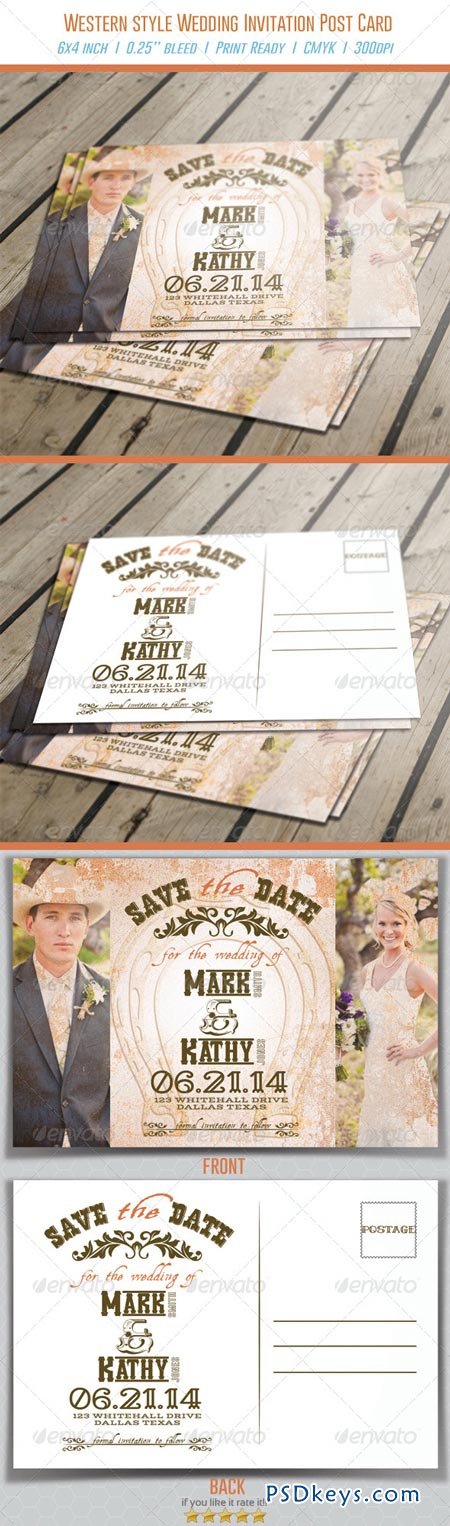 Western Style Wedding Invitation Post Card 6913172