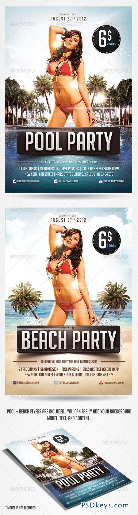 Pool & Beach party flyers 2480091