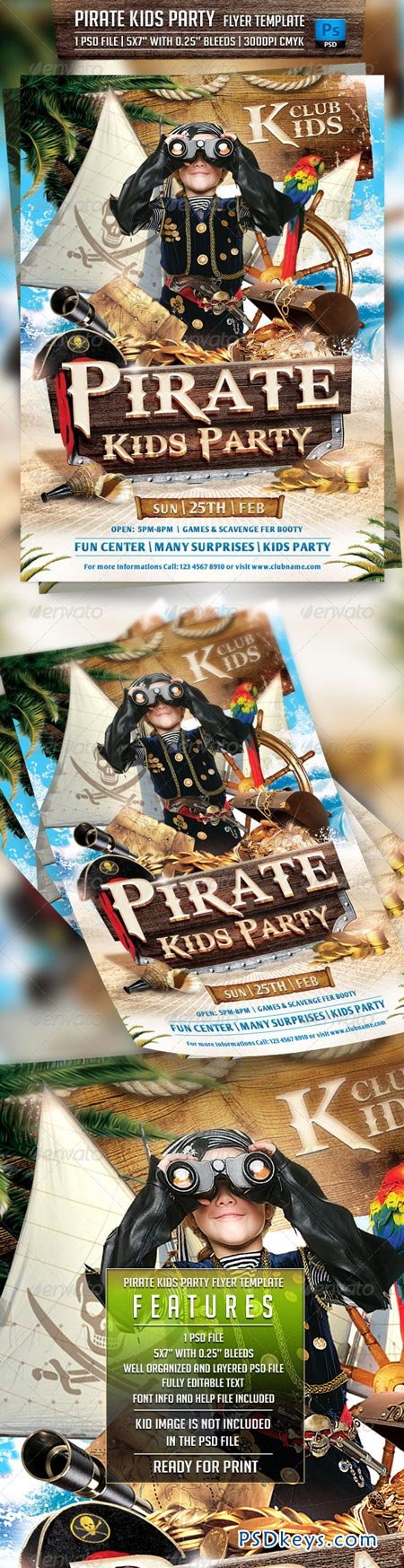 Pirate Kids Party Flyer Template 6913284