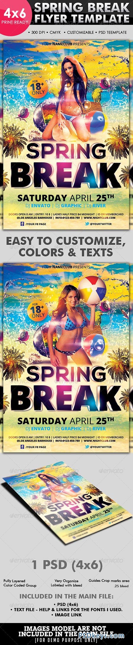 Spring Break Flyer Template 4313320 Free Download Photoshop Vector