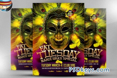 Fat Tuesday Mardi Gras PSD Flyer 21883