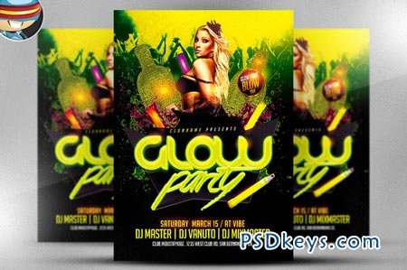 Glow Neon Party Flyer Template 22743