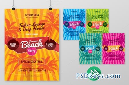 Summer beach party poster template 41836